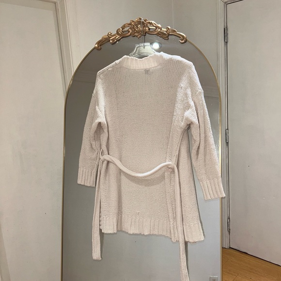 Aerie Cream Knit Oversize Cardigan Tie Front - Picture 3 of 5
